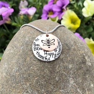 Bee Happy and Thankful Necklace